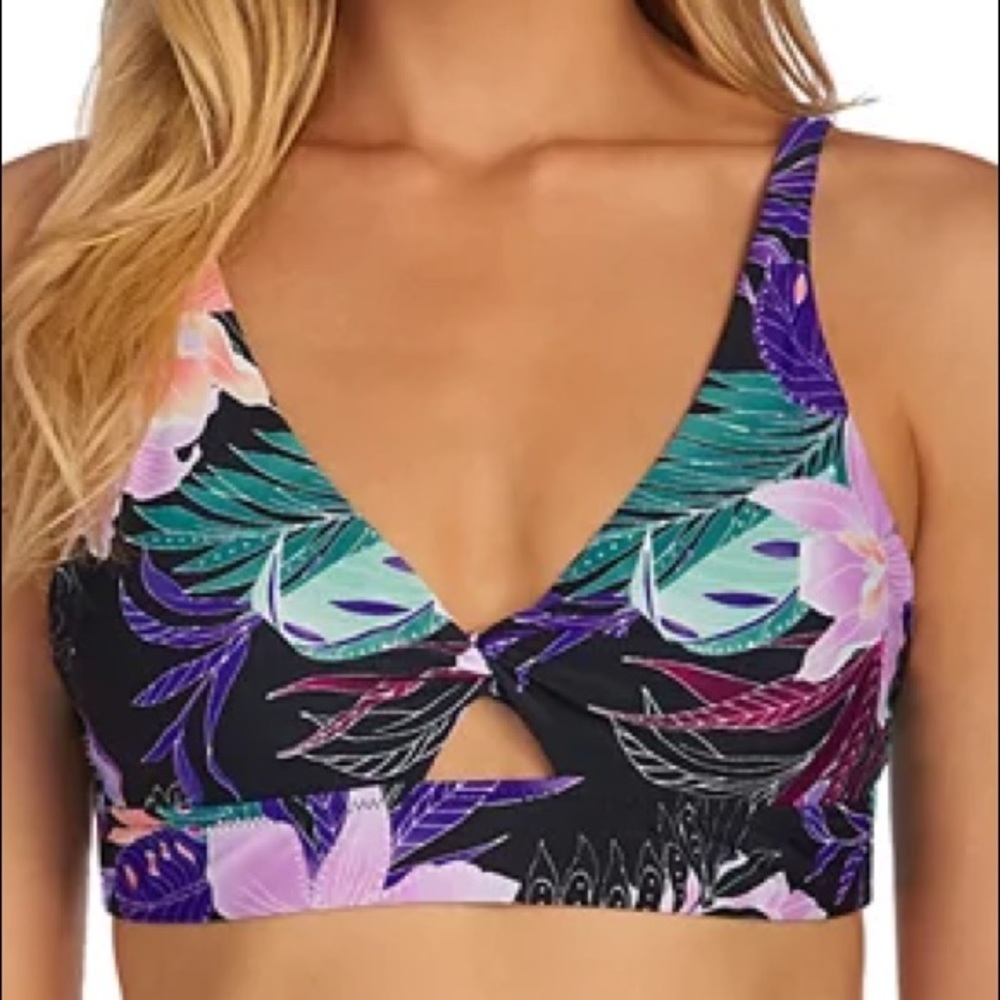 Raisins floral purple bikini top size small